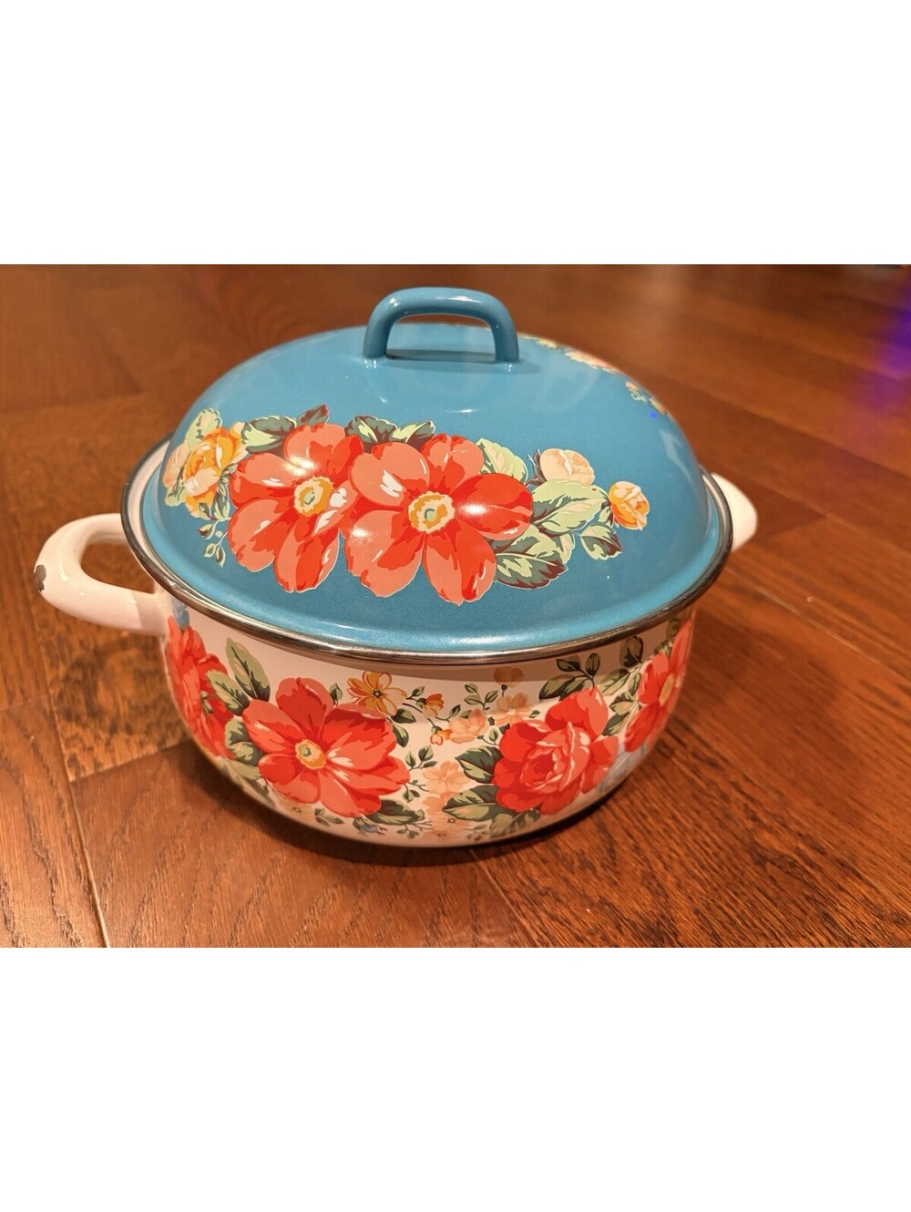 Pioneer Woman Multicolor Floral Enamel Steel 4qt Stock Pot Dutch Oven